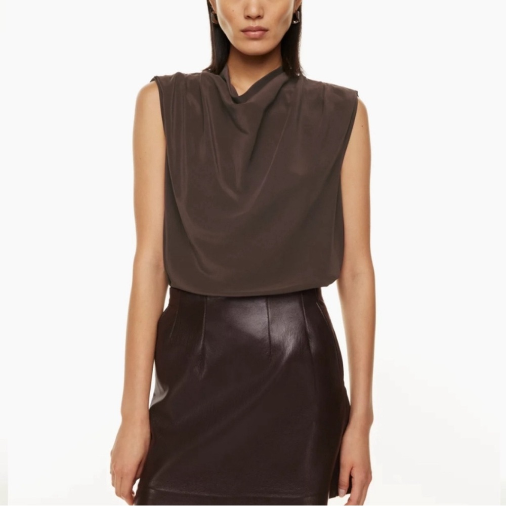 Aritzia Babaton sleeveless cowl mock-neck blouse